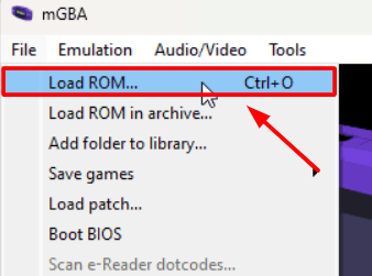 mgba load rom