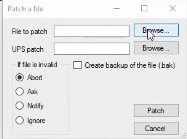 browse file to patch