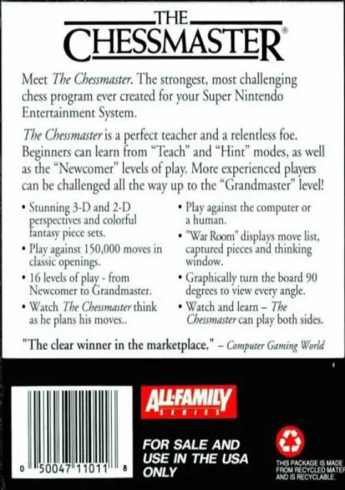 Chessmaster, The ROM - SNES Download - Emulator Games