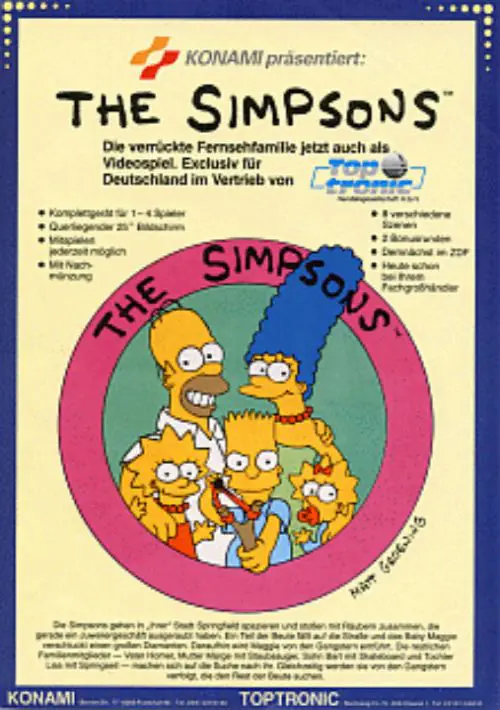 Play Arcade The Simpsons (2 Players World, set 1) Online in your browser 